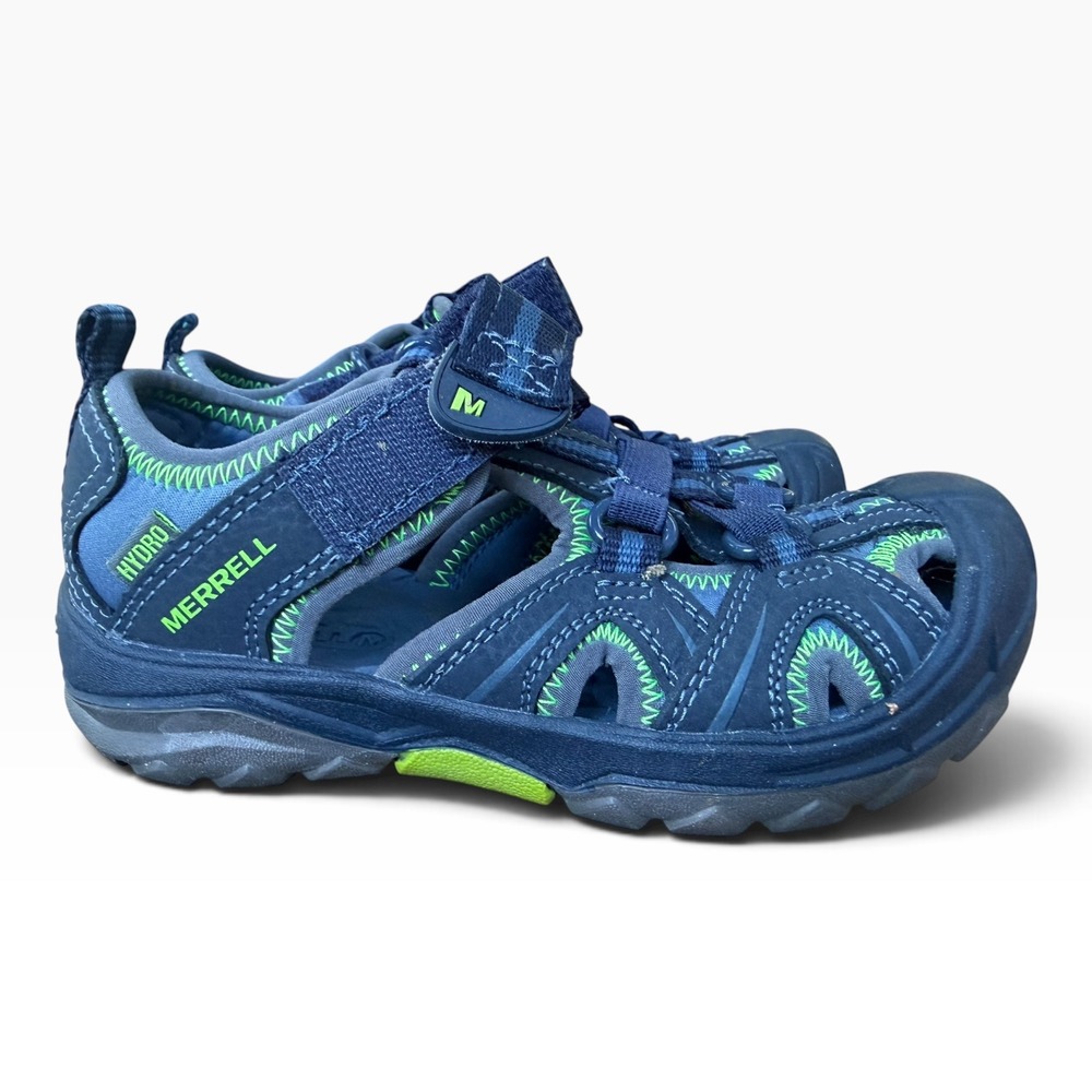 Merrell Hydro Hiker Sandal Boys 12M Navy Blue Lime Green Water Shoe MC53375